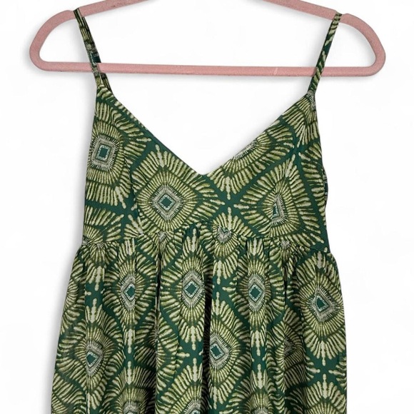 Fashion Nova Camryn Chiffon Flowy Maxi Dress Green Boho Print Size Small - Picture 4 of 8